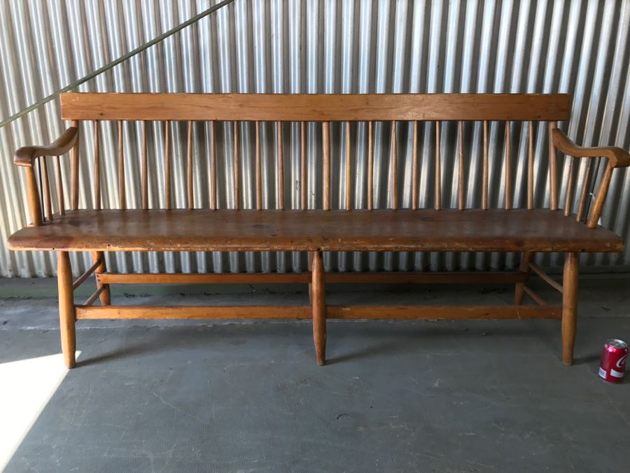 Long Primitive Wooden Bench [Photo 8]