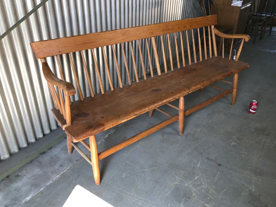 Long Primitive Wooden Bench [Photo 1]
