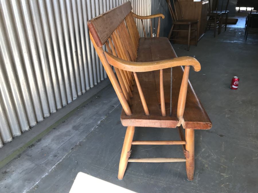 Long Primitive Wooden Bench [Photo 4]