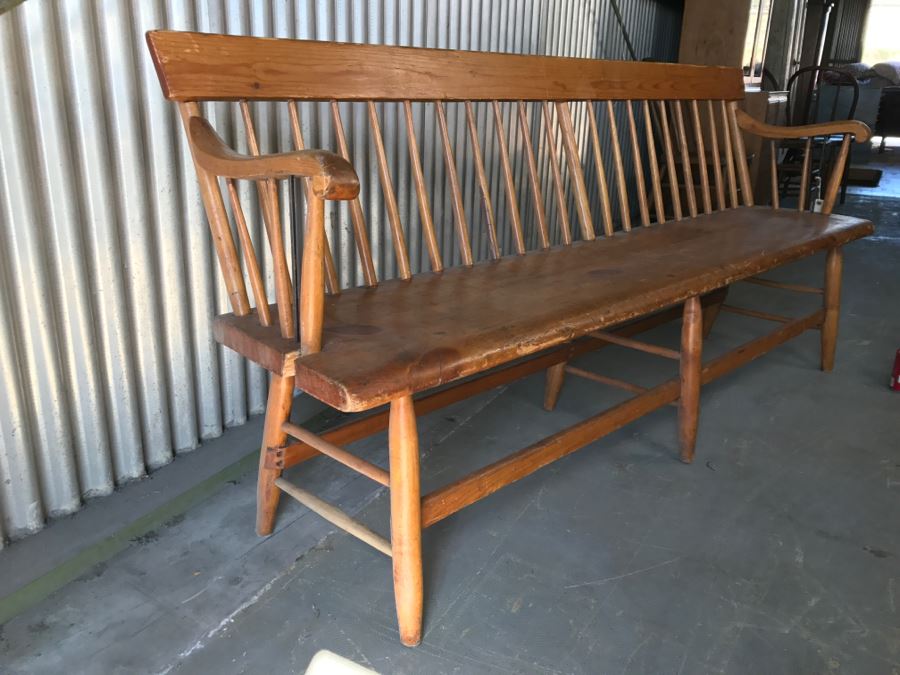 Long Primitive Wooden Bench [Photo 3]