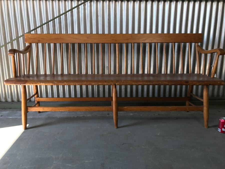 Long Primitive Wooden Bench [Photo 9]