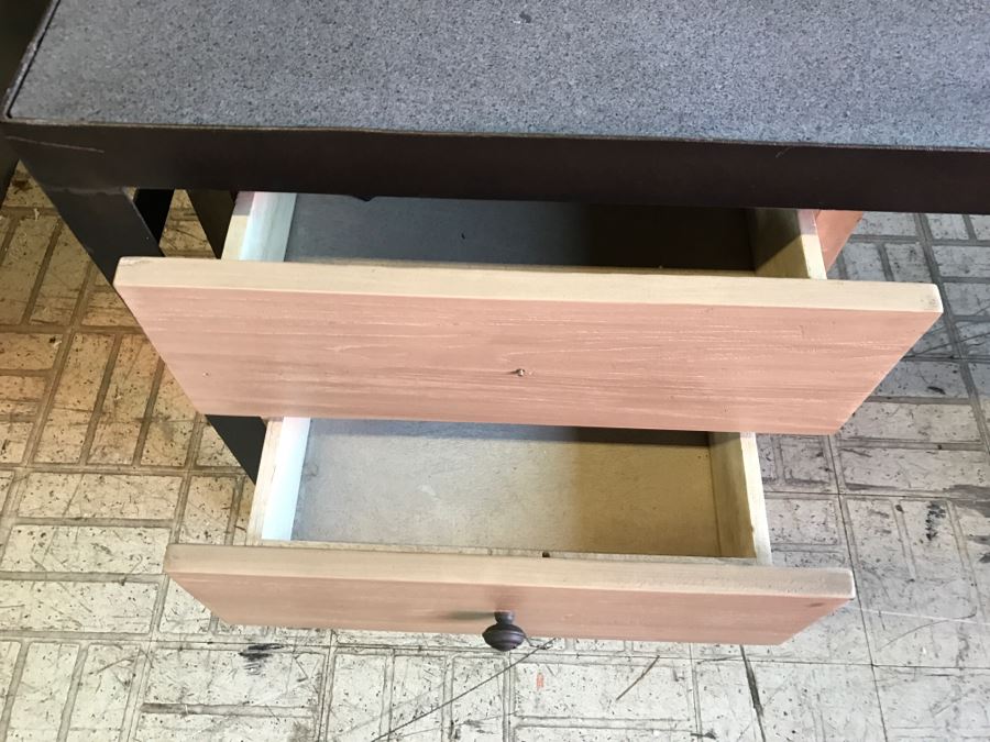 Nice Floating Desk With Metal Frame, Granite Top And Wooden Drawers [Photo 4]