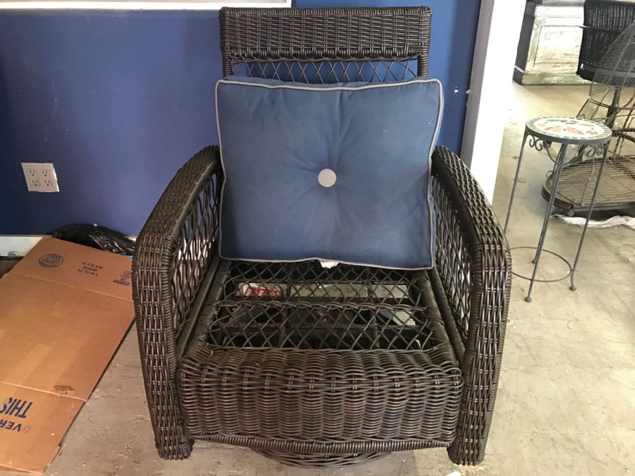 Faux Wicker Outdoor Patio Swivel Rocking Chair [Photo 1]