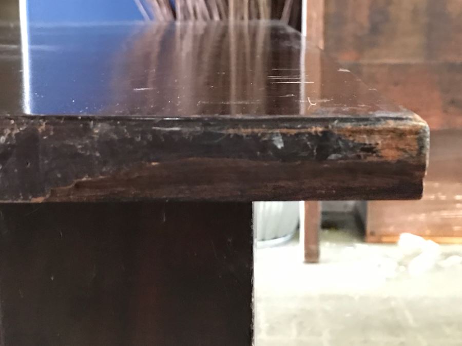 Crate & Barrel Dark Wood Dining Table With Turned Legs [Photo 9]