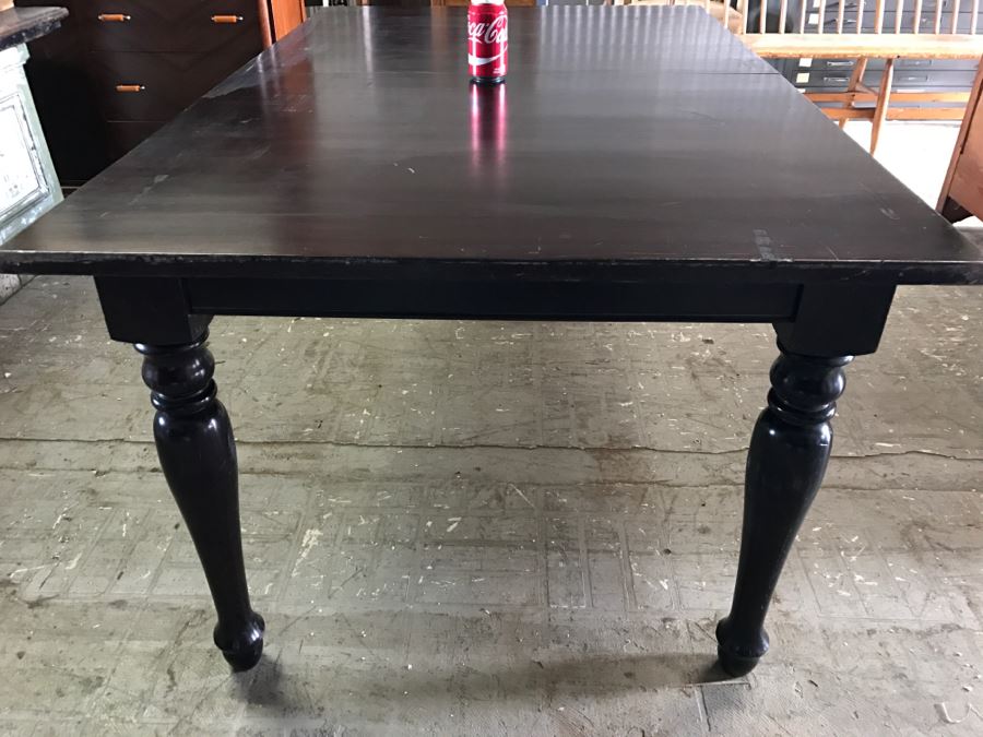 Crate & Barrel Dark Wood Dining Table With Turned Legs [Photo 4]