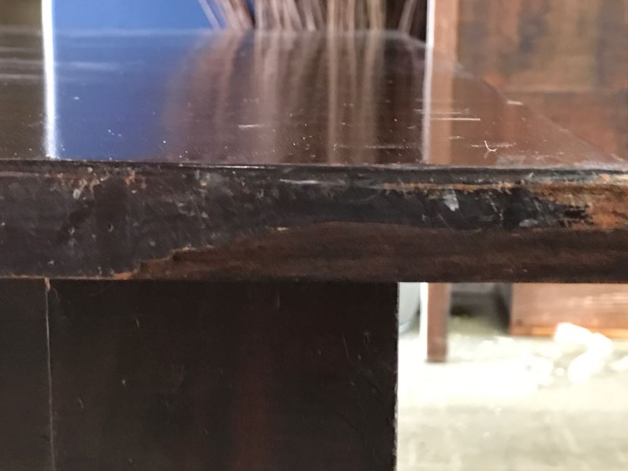 Crate & Barrel Dark Wood Dining Table With Turned Legs [Photo 8]