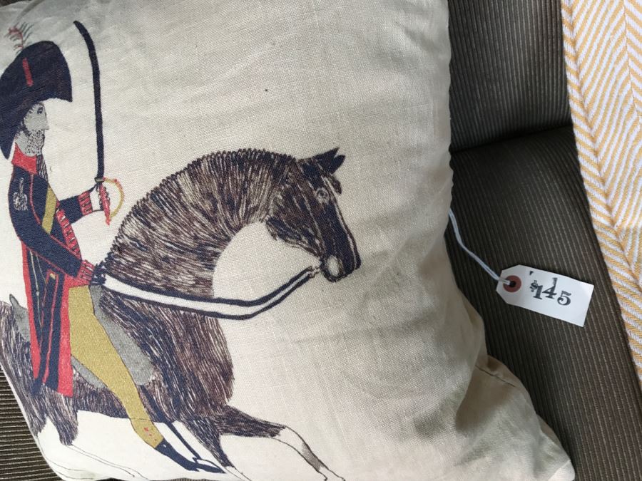 (4) Designer Throw Pillows With Nautical Motif Tote Bag And Herringbone Blanket [Photo 4]