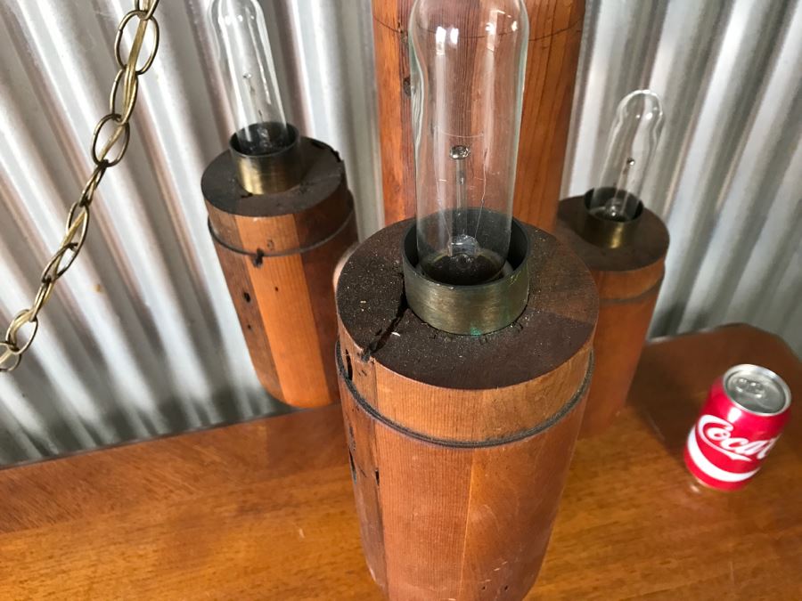 Vintage Wooden 3-Light Hanging Light Fixture [Photo 8]
