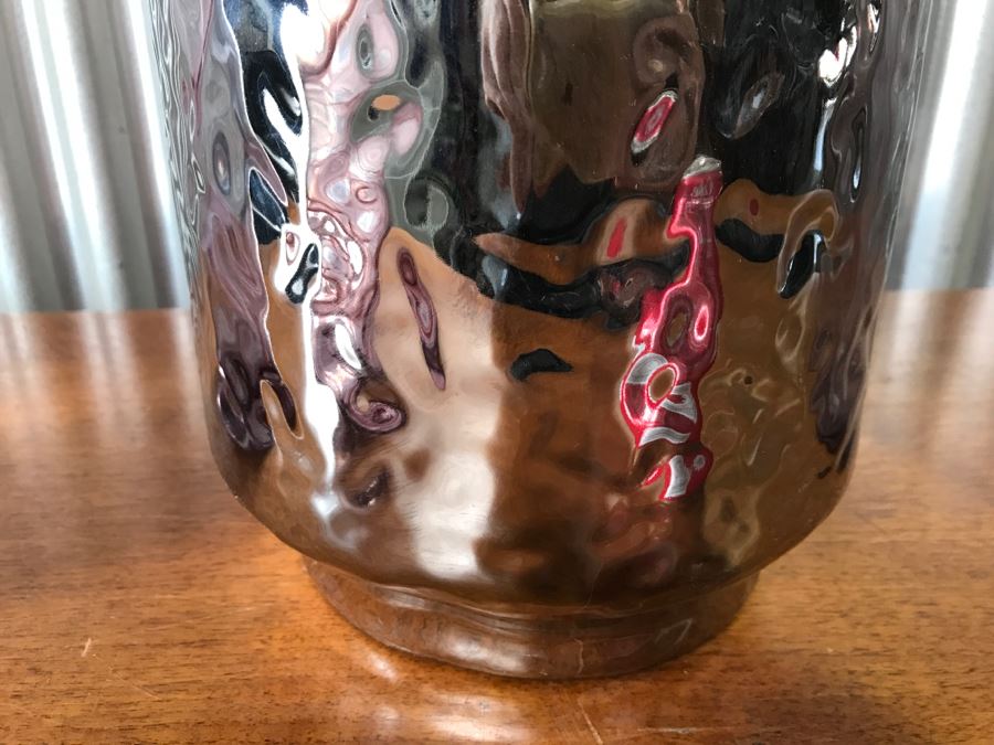 Large Silver Tone Bottle And (3) Purple Swirl Glass Bottles Vases [Photo 7]