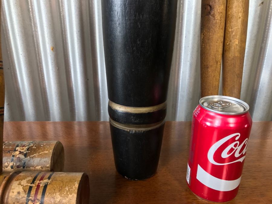 Vintage Wooden Croquet Set With Black Excercise Pin [Photo 10]