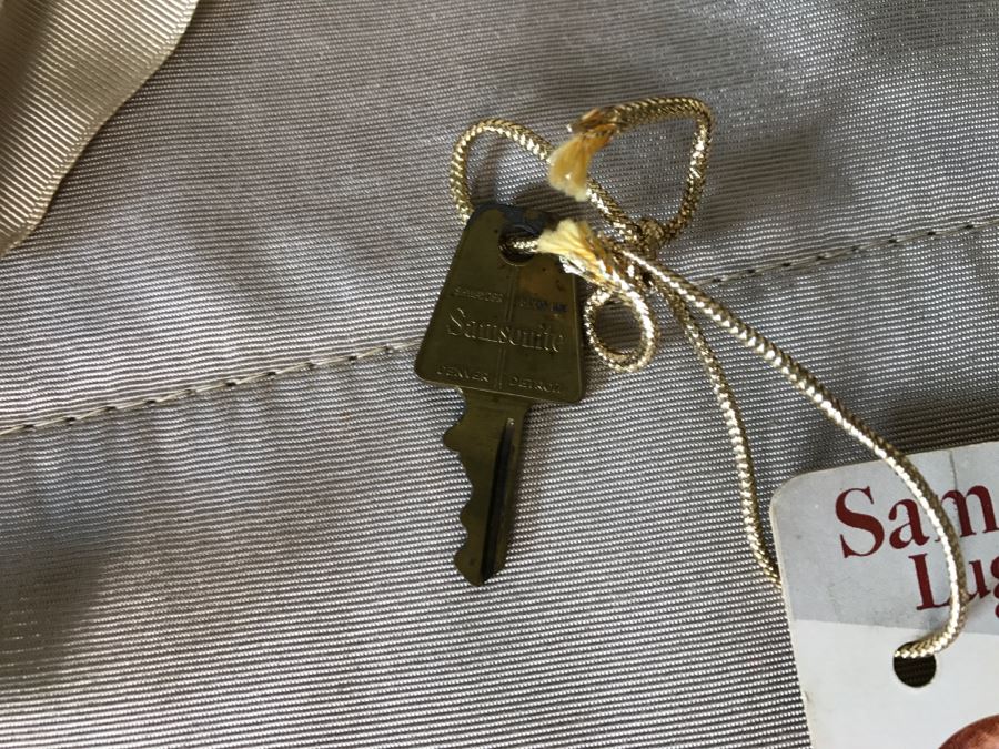 Samsonite Faux Alligator Luggage With Key In Great Condition And Leather Briefcase [Photo 13]