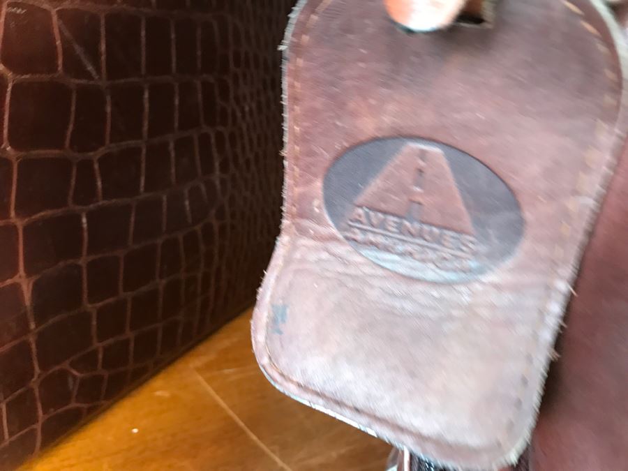 Samsonite Faux Alligator Luggage With Key In Great Condition And Leather Briefcase [Photo 8]