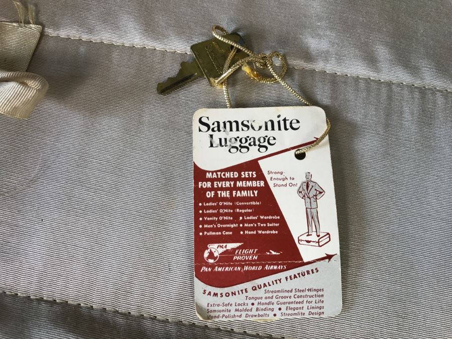 Samsonite Faux Alligator Luggage With Key In Great Condition And Leather Briefcase [Photo 14]