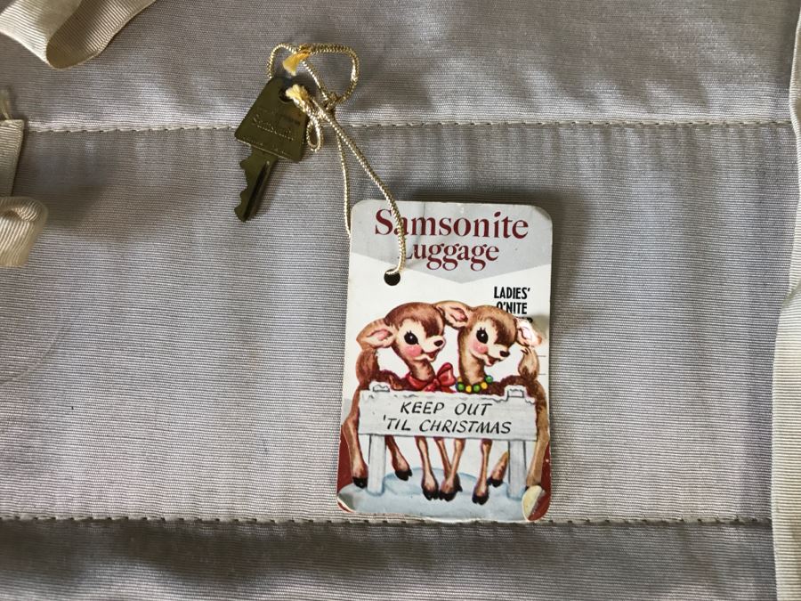 Samsonite Faux Alligator Luggage With Key In Great Condition And Leather Briefcase [Photo 2]