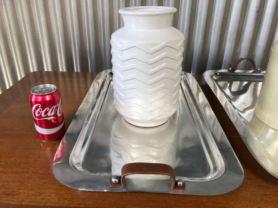 Several Metal Trays, Jug And White Vase [Photo 3]