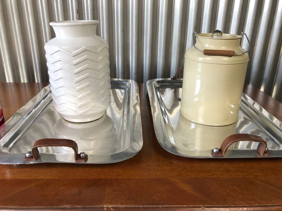 Several Metal Trays, Jug And White Vase [Photo 2]
