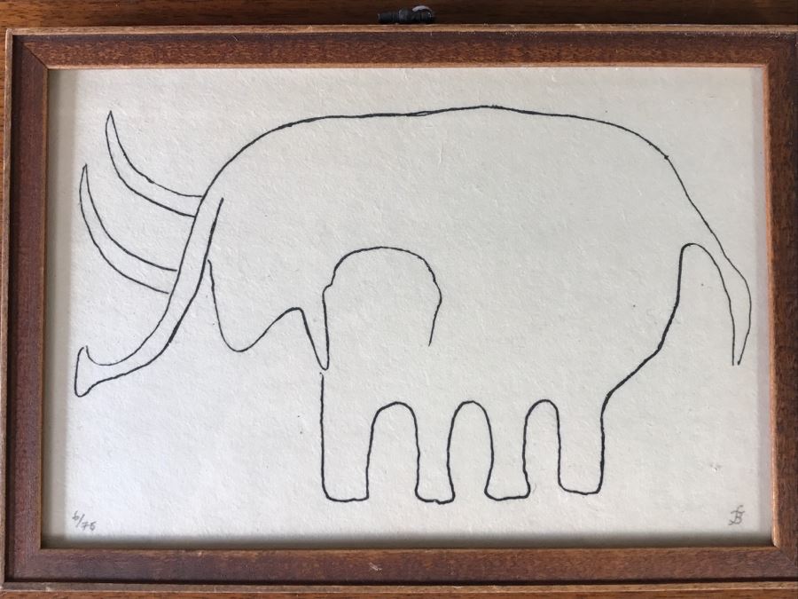 Goldfinch Street Sign Mounted On Board, Original Vintage 1975 Elephant Sketch And (2) Framed Photographs [Photo 8]