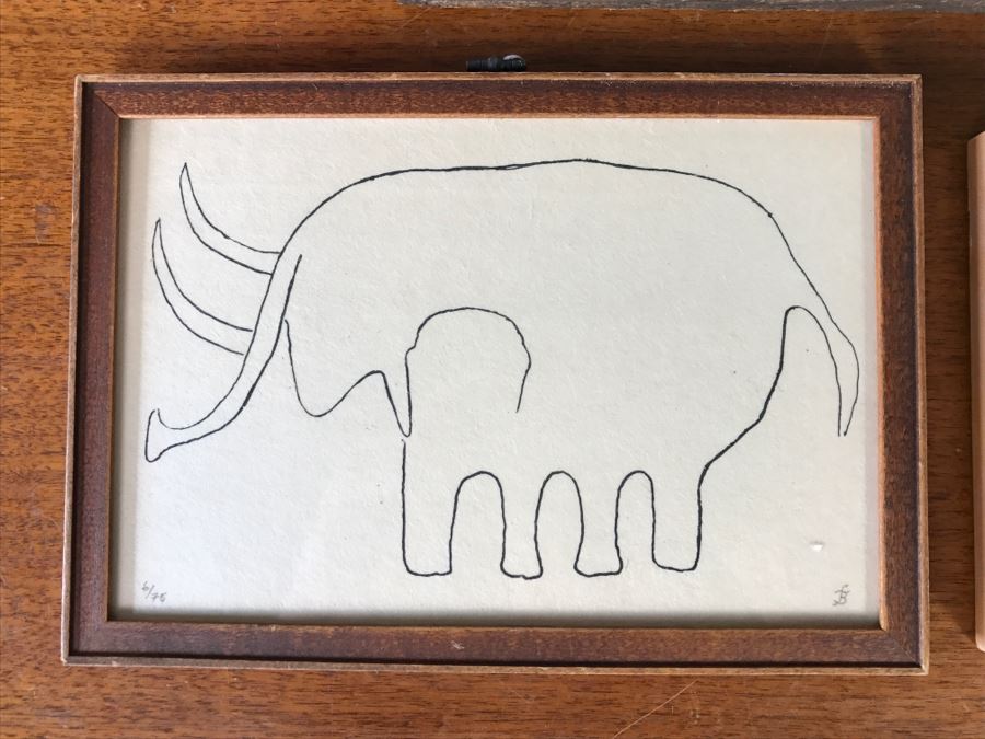 Goldfinch Street Sign Mounted On Board, Original Vintage 1975 Elephant Sketch And (2) Framed Photographs [Photo 5]