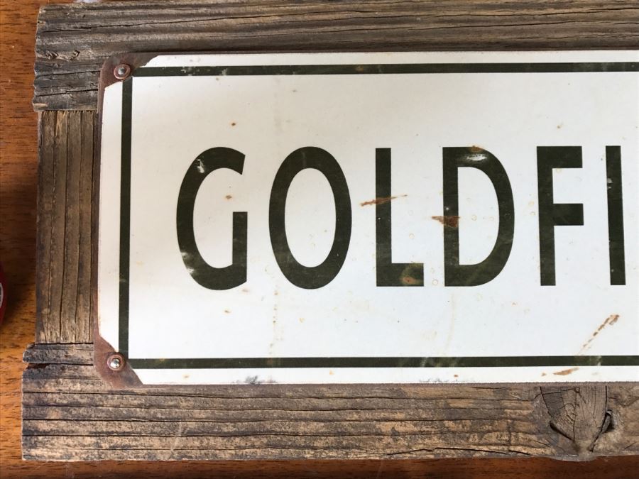 Goldfinch Street Sign Mounted On Board, Original Vintage 1975 Elephant Sketch And (2) Framed Photographs [Photo 3]