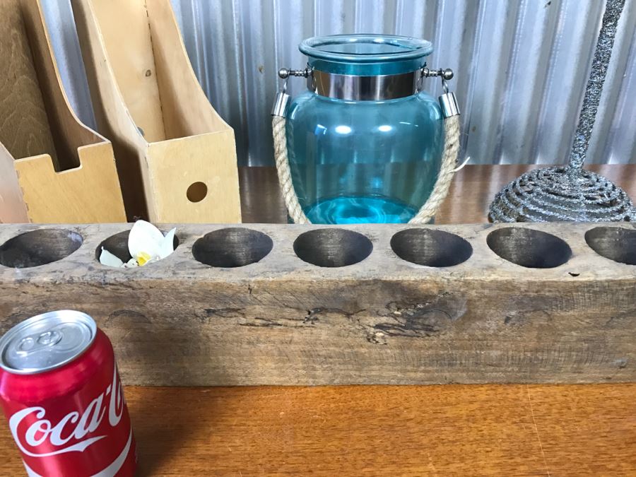 Home Decor Lot With Long Wooden Flower Holder And Faux Tree [Photo 2]