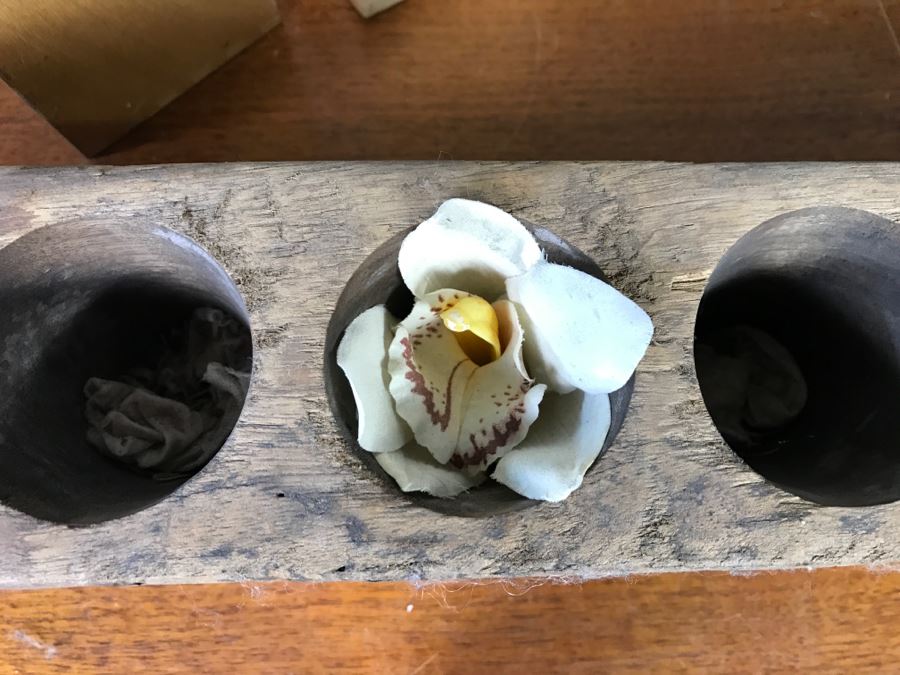 Home Decor Lot With Long Wooden Flower Holder And Faux Tree [Photo 4]