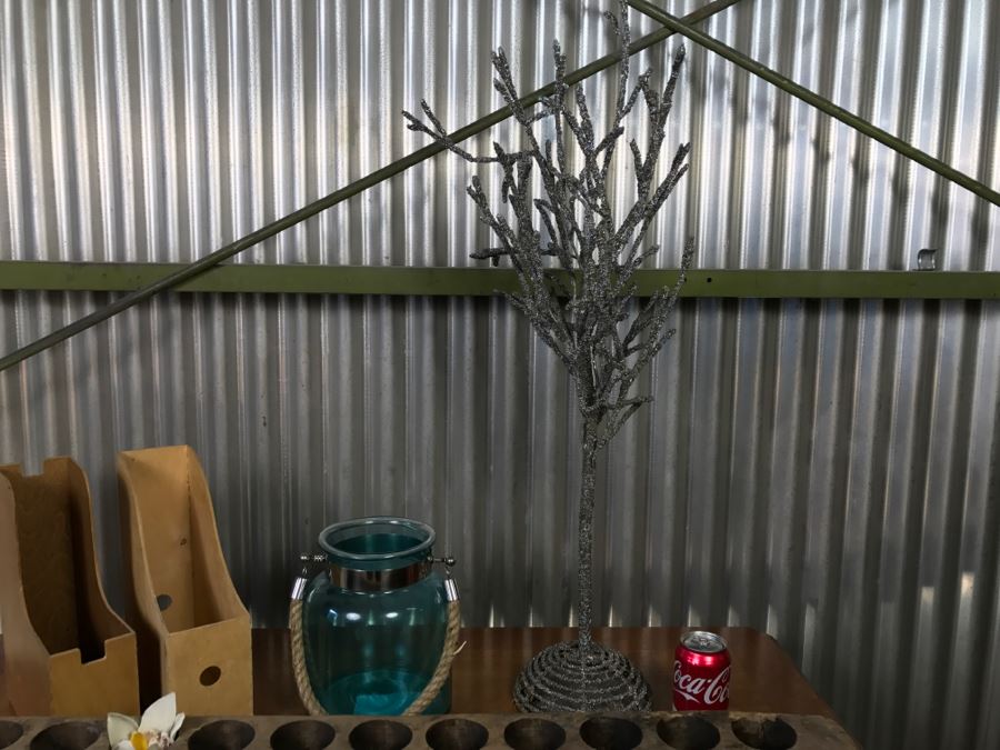 Home Decor Lot With Long Wooden Flower Holder And Faux Tree [Photo 9]