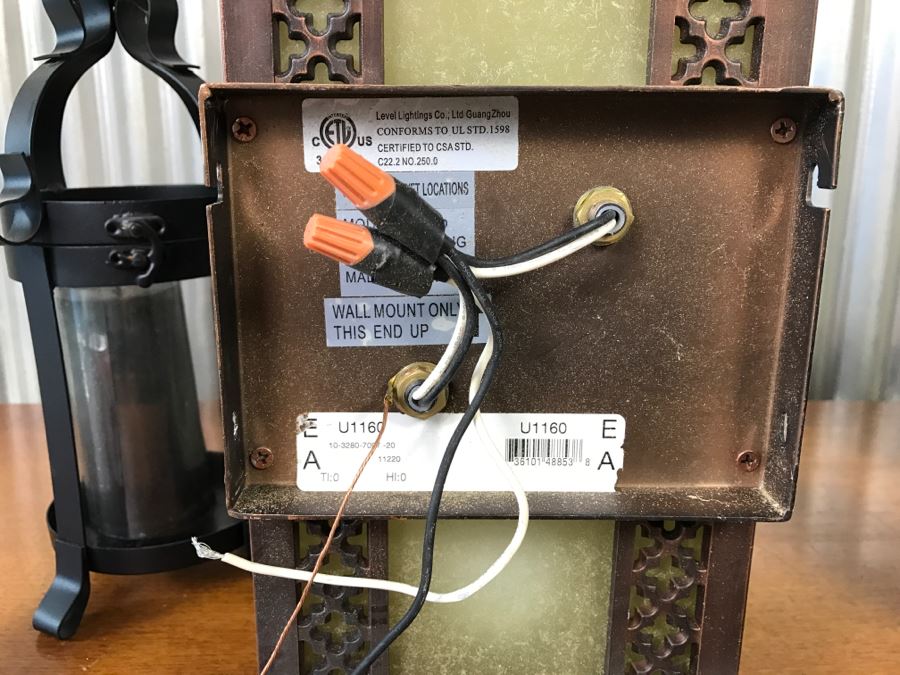 Pair Of Hanging Metal Handleholders, Metal Light Fixture, Blue Candleholder And Blue Watering Can [Photo 9]