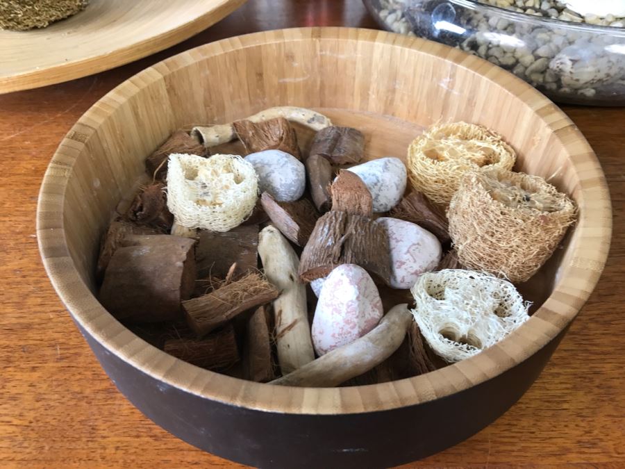 Home Decor Lot Featuring 3 Bowls With Rocks And Shells [Photo 2]