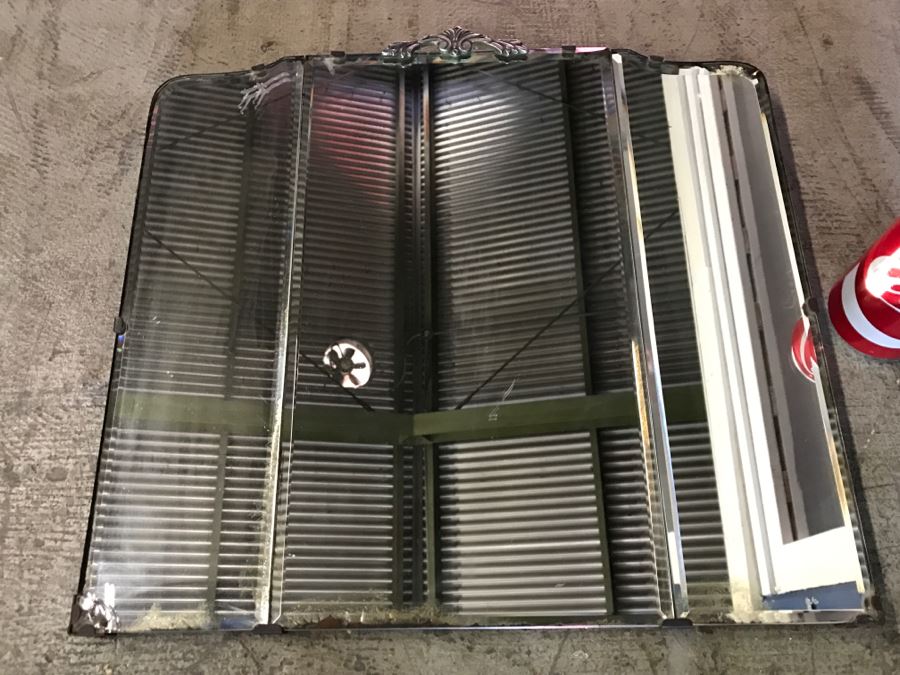 Vintage Beveled Glass Wall Mirror (Chip In Glass In Lower Left) [Photo 1]