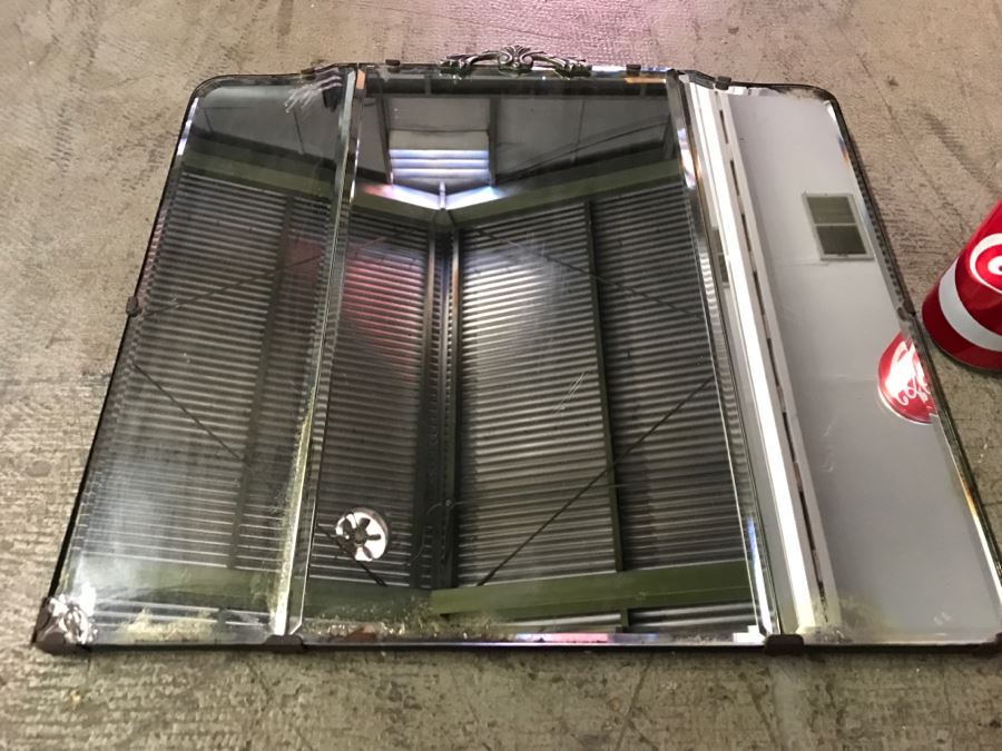 Vintage Beveled Glass Wall Mirror (Chip In Glass In Lower Left) [Photo 6]