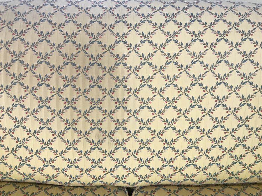 Stunning Vintage Horsehair Fabric Upholstered Sofa With Pair Of Throw Pillows [Photo 9]