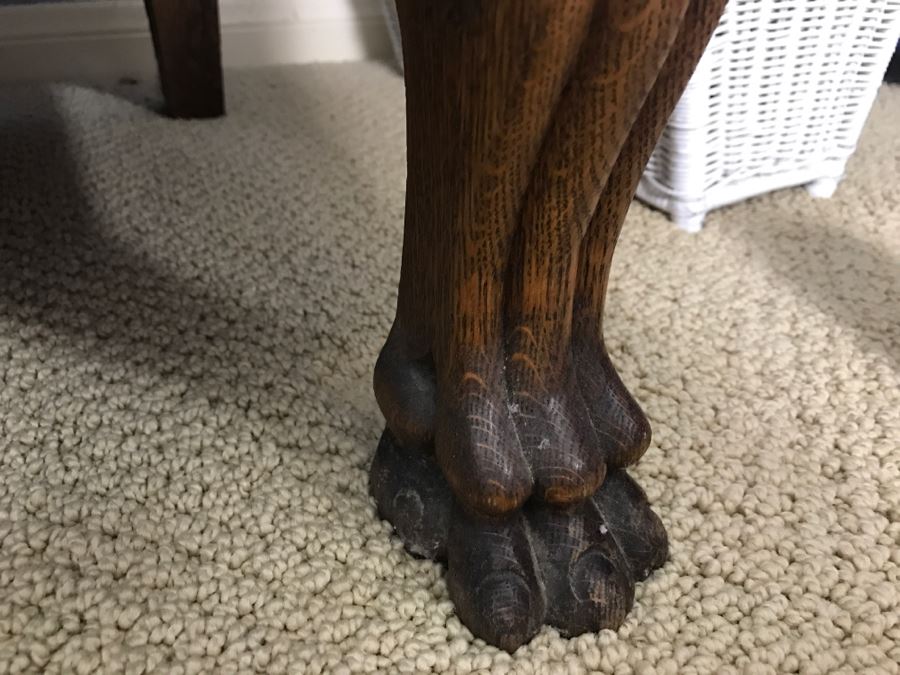 Antique Tiger Oak Highboy Dresser Chest Of Drawers With Serpentine Front And Claw Feet With Swivel Mirror [Photo 13]