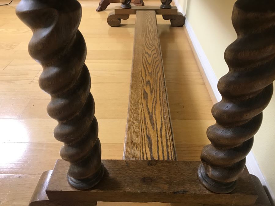Vintage Tiger Oak Barley Twist Console Sofa Table [Photo 5]