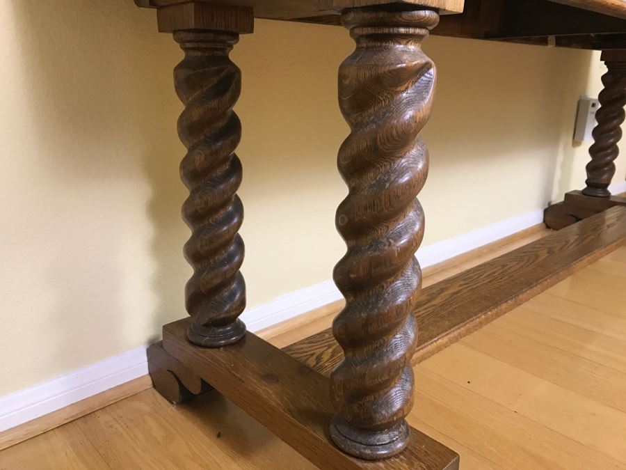 Vintage Tiger Oak Barley Twist Console Sofa Table [Photo 7]