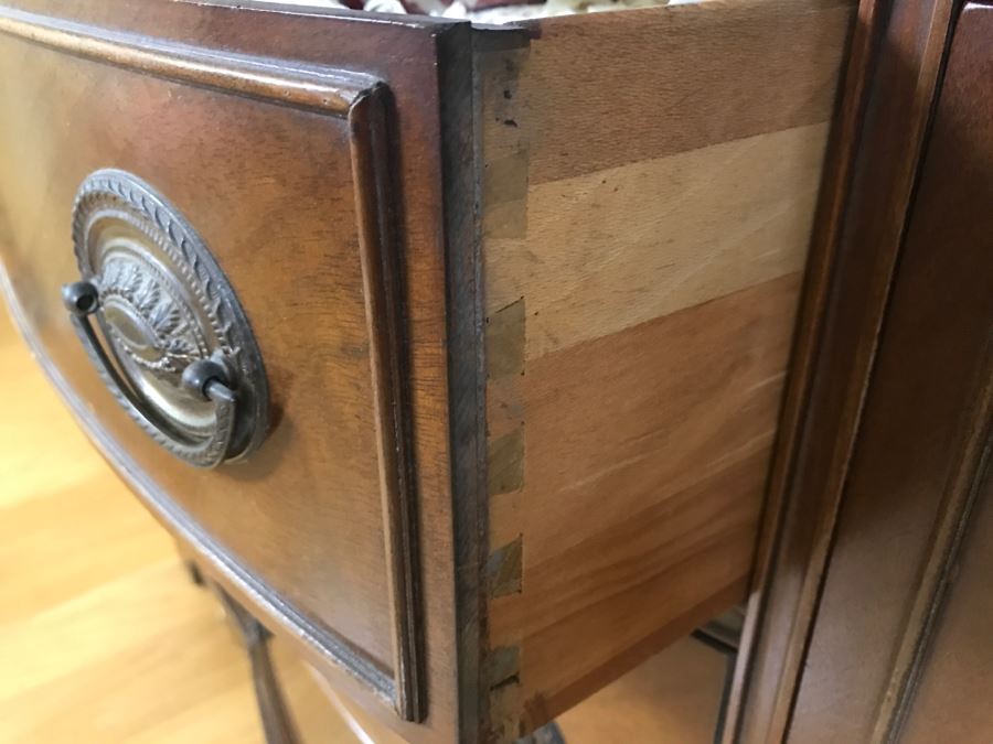 Vintage Glass Front Wooden Bookcase With 3-Drawers And 2 Cabinets [Photo 4]