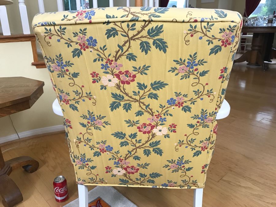 Vintage Queen Ann Upholstered White Chabby Chic Chair [Photo 8]