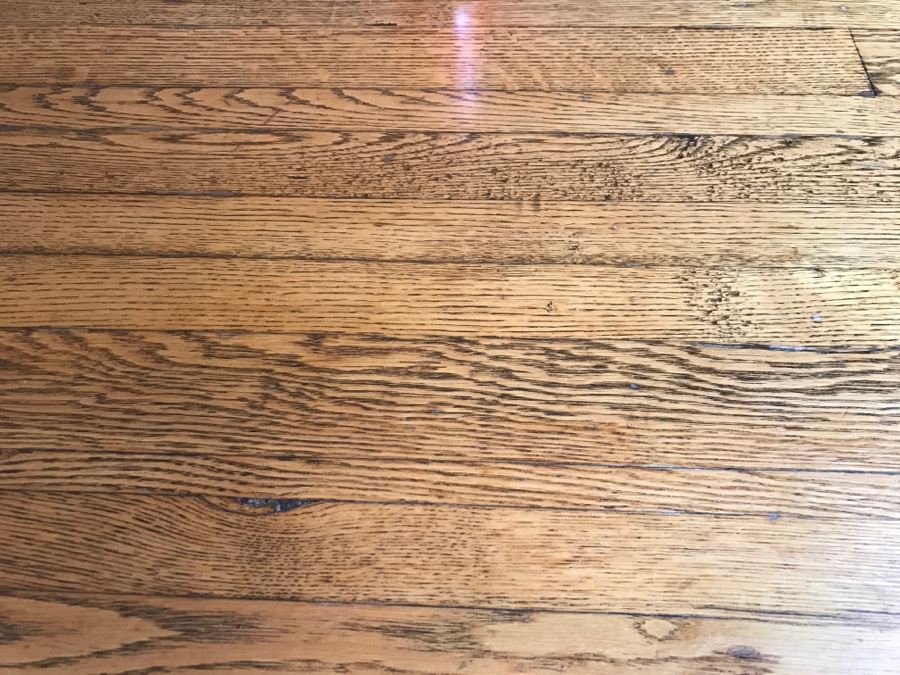 Antique Oak Plank Butcher Block Round Pedestal Dining Table With 2 Custom Leaves [Photo 4]