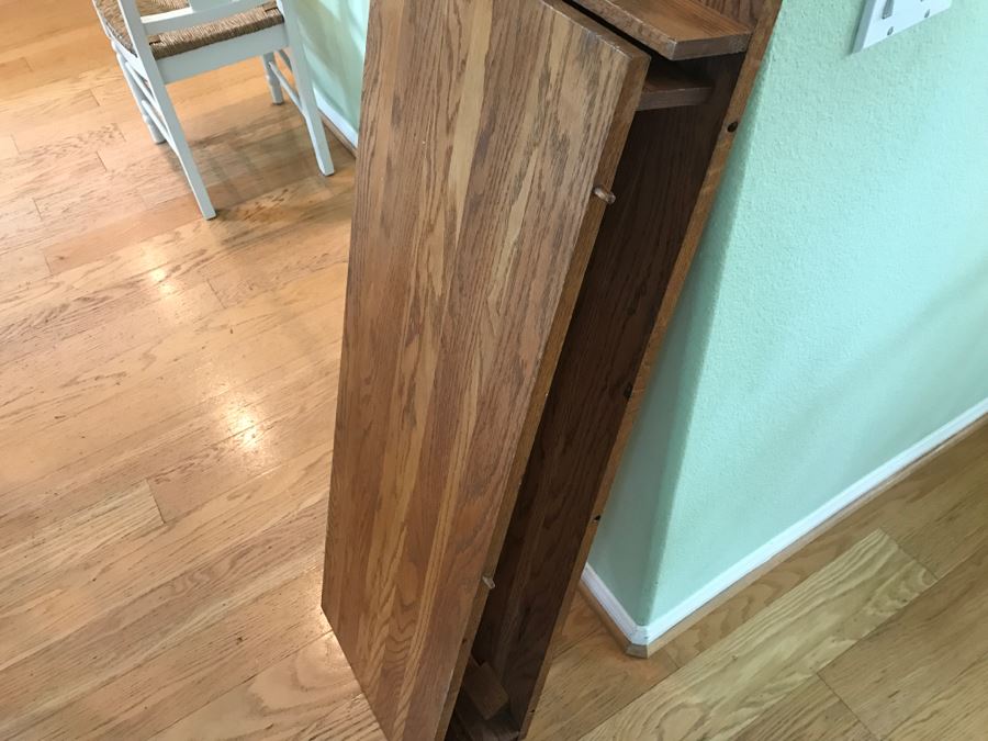 Antique Oak Plank Butcher Block Round Pedestal Dining Table With 2 Custom Leaves [Photo 13]