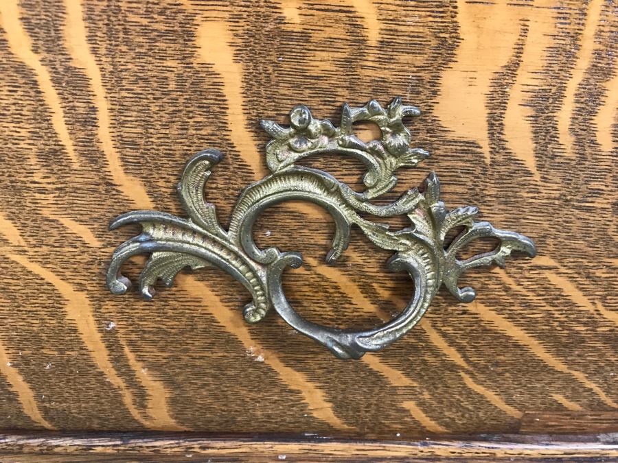 Stunning Antique Tiger Oak Armoire Cabinet With Shelving And Beveled Glass Mirror [Photo 6]