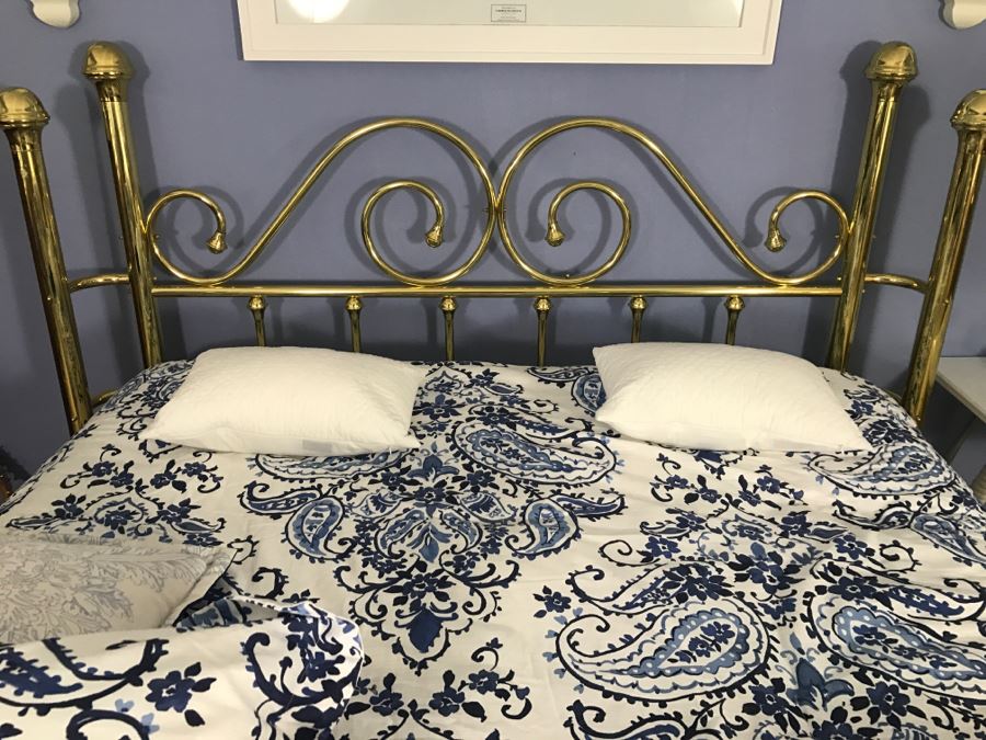 Queen Size Brass Bed And Frame - Does Not Include Mattress, Box Spring Or Bedding [Photo 7]