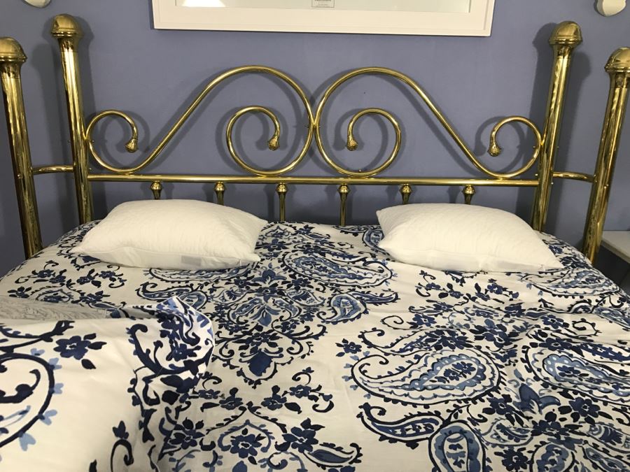 Queen Size Brass Bed And Frame - Does Not Include Mattress, Box Spring Or Bedding [Photo 8]