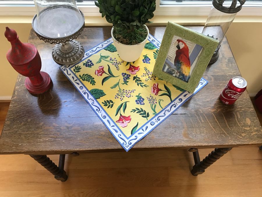 Antique Barly Twist Table With Drawer And Cane Sides [Photo 8]