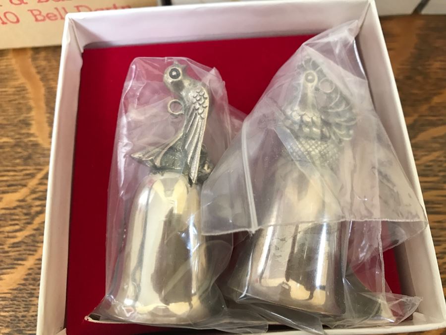(10) Vintage Reed & Barton Christmas Series Twelve Days Bells Silver Tone With Original Boxes [Photo 12]
