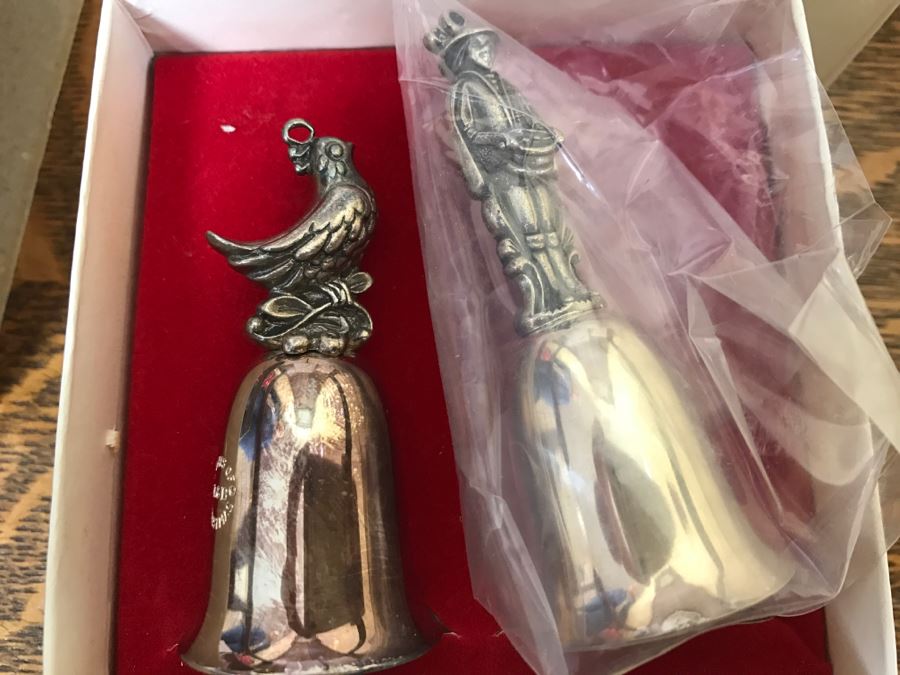 (10) Vintage Reed & Barton Christmas Series Twelve Days Bells Silver Tone With Original Boxes [Photo 15]