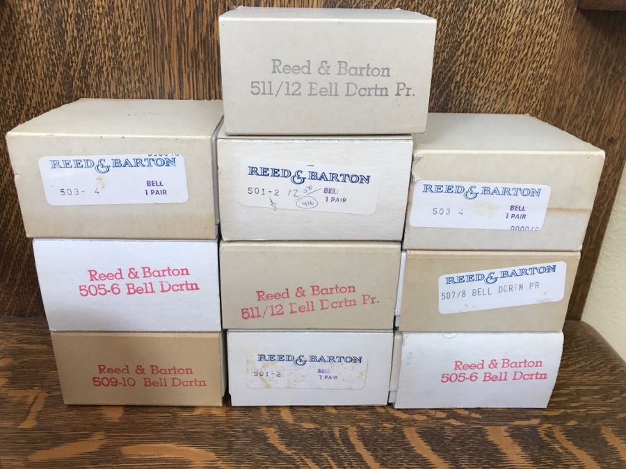 (10) Vintage Reed & Barton Christmas Series Twelve Days Bells Silver Tone With Original Boxes [Photo 6]