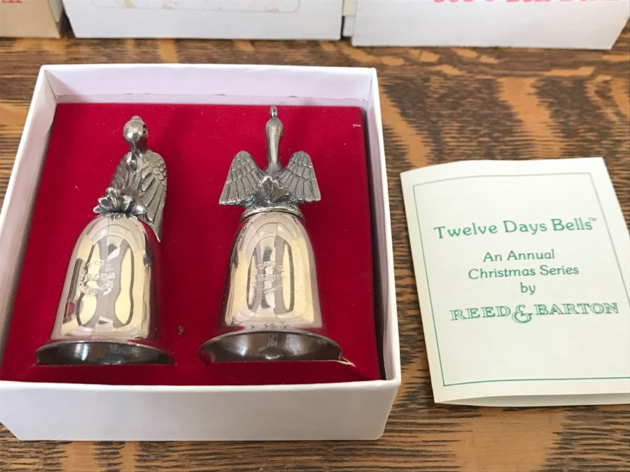 (10) Vintage Reed & Barton Christmas Series Twelve Days Bells Silver Tone With Original Boxes [Photo 3]