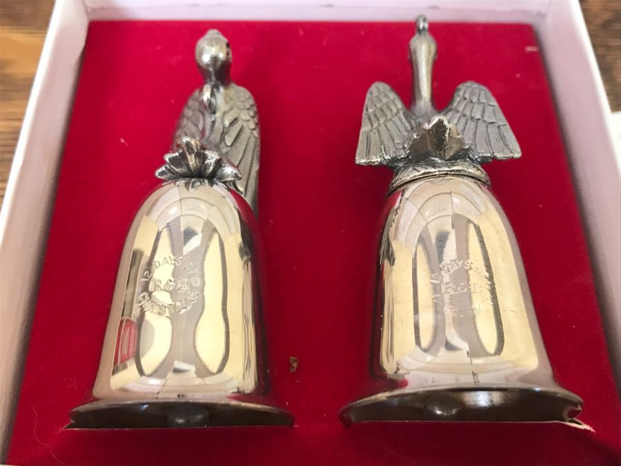 (10) Vintage Reed & Barton Christmas Series Twelve Days Bells Silver Tone With Original Boxes [Photo 4]