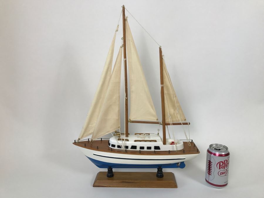Decorative Wooden Sailboat Ship With Stand [Photo 1]