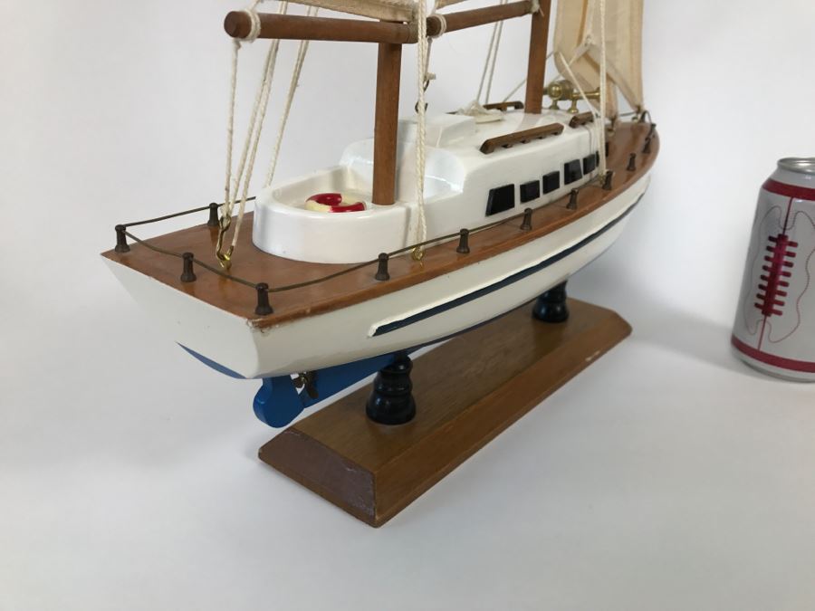 Decorative Wooden Sailboat Ship With Stand [Photo 7]