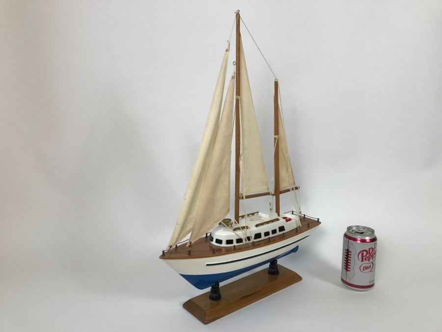 Decorative Wooden Sailboat Ship With Stand [Photo 3]